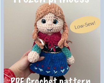 Frozen princess crochet pattern, digital download pdf amigurumi pattern