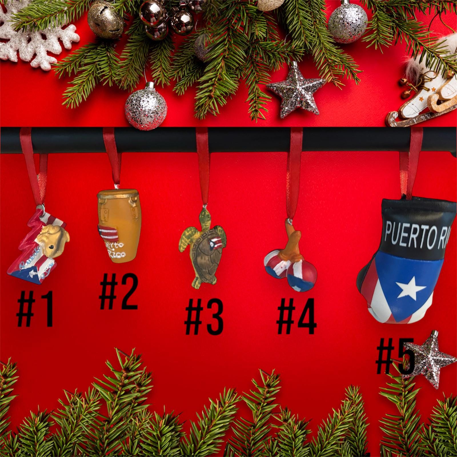 Weihnachtsbaumdecke Mit Puerto Rico-Flaggen-Design – 121,9 Cm, Inkl. Weißer Quaste, Für Festliche Stimmung