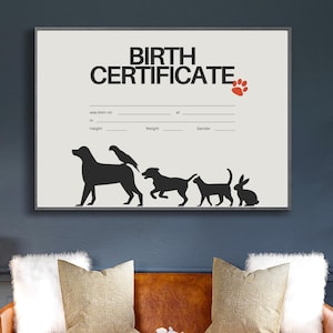 Geboortecertificaat huisdier, afdrukbaar certificaat huisdier, bewerkbaar, planner voor gezondheidsdossier huisdier, digitale download van de geboorte van een puppy