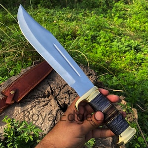 Handmade Carbon Steel Crocodile Bowie Knife, Personalized Hunting Knife, Camping Knife, Anniversary Wedding Groomsmen Gift, Gift for Men&#39;s