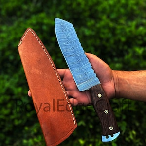 Damascus steel Knife, Handmade Damascus steel Hunting knife,Custom Engraved knife, Knife with sheath,Best for collectors/Bushcraft & Hunting
