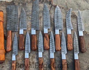 Kitchen knife set - Handmade 13 pieces Kitchen Knife set, Legendary Master Bundle Kitchen knife set, Steak knives, Christmas Gift