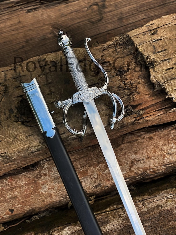 Hand Forged Zorro Rapier Replica - Stainless & Damascus Steel