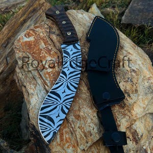 Artisan Unique Kukri knife, Handmade D2 steel Kukri knife with sheath, Wooden handle knife, Collectors gift, Functional and Decorative