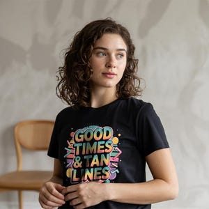 Chemise bronzée Good Times, t-shirt d'été rétro, t-shirt graphique Beach Vibes, chemise de vacances esthétique des années 80, t-shirt unisexe soleil pour tous
