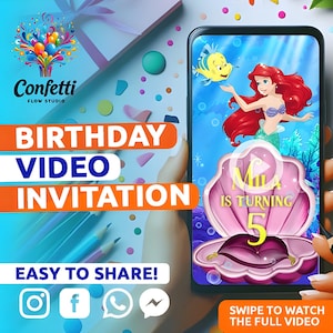 The Little Mermaid Invitation, The Little Mermaid Birthday Invitation, Little Mermaid Party Invitation, Little Mermaid, Little Mermaid Theme