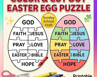 Easter Bible Craft for Kids | Religious Easter Egg Puzzle | Sunday School Easter | Printable Christian Easter Activity | He Has Risen