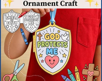 Shield of Faith Craft, Printable Bible Craft for Kids, Sunday School, Christian Kids Activity, Armor of God Coloring, Ephesians 6:16, VBS