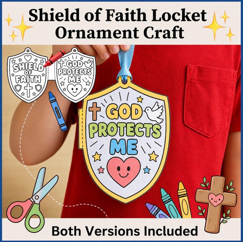 Shield of Faith Craft, Printable Bible Craft for Kids, Sunday School, Christian Kids Activity, Armor of God Coloring, Ephesians 6:16, VBS image 1