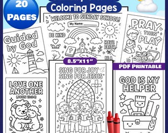 Sunday School Coloring Pages | Printable Christian Coloring Pages | Kids Bible Coloring | Religious Coloring | Kids Church Activities | VBS