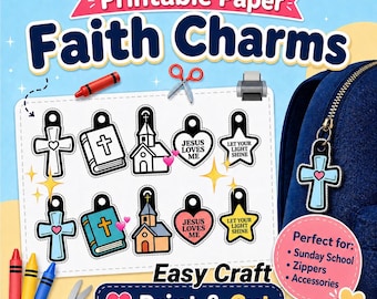 Jesus Printable Paper Charms | Faith Charms | Kids Bible Craft | Sunday School | Kids Church Activity | Christian Kids Crafts | VBS Crafts