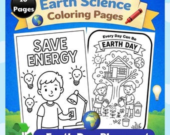 10 Earth Science Coloring Pages | Printable Earth Day Placemat | Earth Day Every Day Activity | Environment Coloring Pages | Kids Recycling