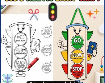 God’s Traffic Light Craft | Printable Bible Craft for Kids | Sunday School Lesson | Christian Kids Activity | Kids Church Craft |  VBS