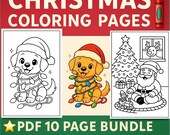 Christmas Coloring Pages, Printable Christmas Coloring Sheets, Winter Coloring Pages, Kids Christmas Coloring, Stocking Stuffer, Santa PDF