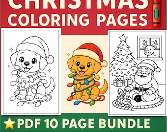 Christmas Coloring Pages, Printable Christmas Coloring Sheets, Winter Coloring Pages, Kids Christmas Coloring, Stocking Stuffer, Santa PDF