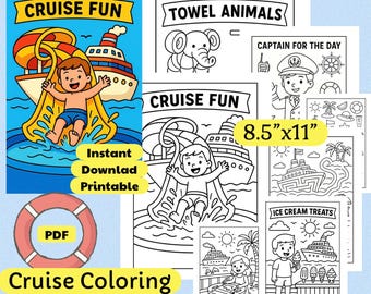 7 Printable Cruise Coloring Pages | Kids Cruise Trip Activity | Holiday Cruise Coloring | Family Cruise Vacation | Cruise Coloring | Gifts