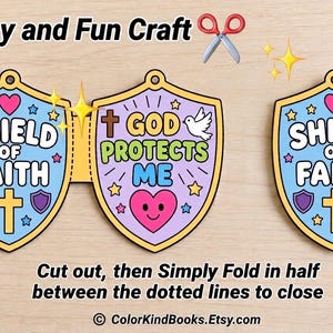 Shield of Faith Craft, Printable Bible Craft for Kids, Sunday School, Christian Kids Activity, Armor of God Coloring, Ephesians 6:16, VBS image 7