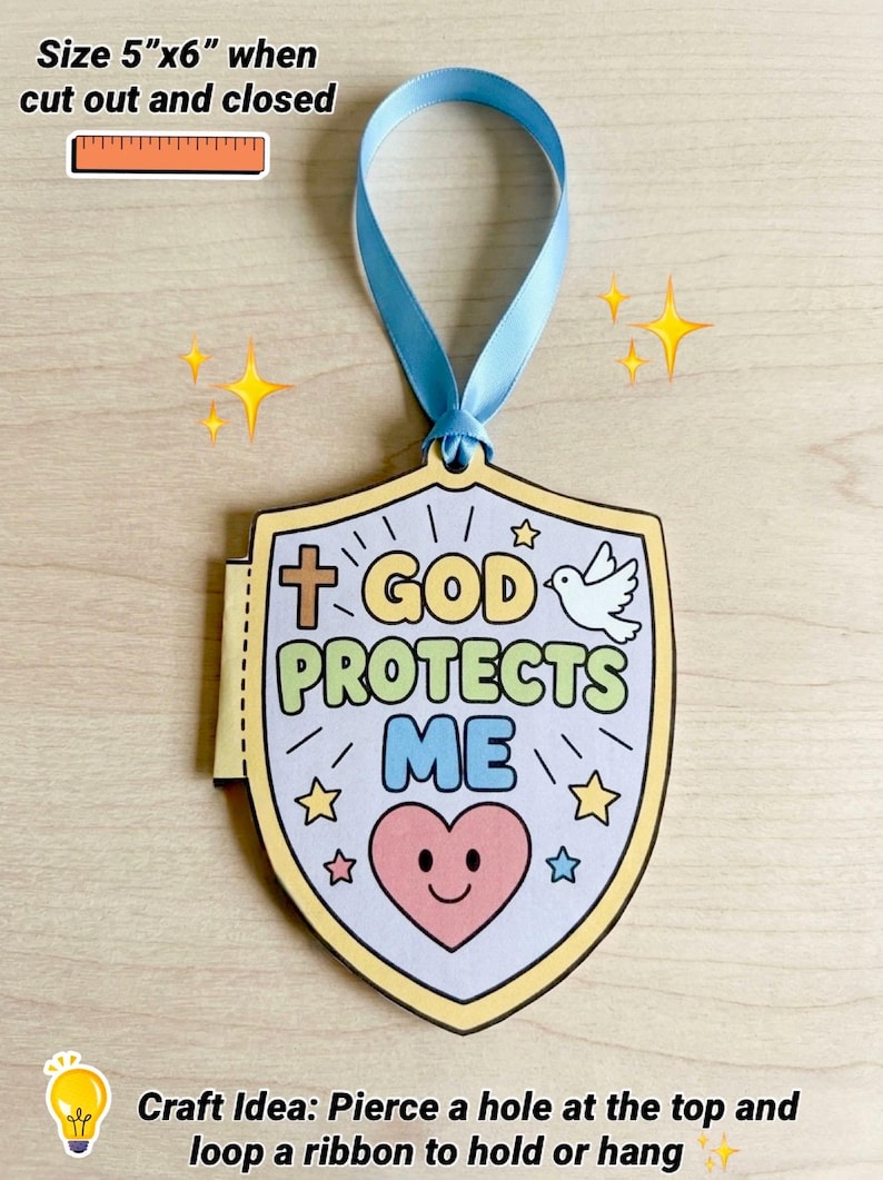 Shield of Faith Craft, Printable Bible Craft for Kids, Sunday School, Christian Kids Activity, Armor of God Coloring, Ephesians 6:16, VBS image 8