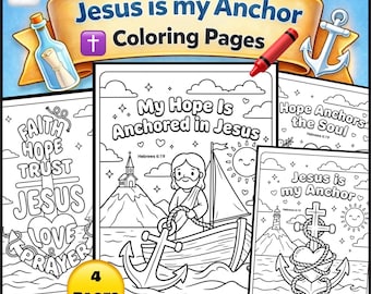 Jesus Is My Anchor Coloring | Sunday School Coloring Pages | Christian Kids Activity | Bible Verse Coloring | VBS Printables | Hebrews 6:19