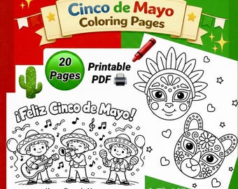 Cinco de Mayo Kleurplaten | Afdrukbare Cinco de Mayo-kleurplaten | Mexicaanse Kleurplaten | Fiesta-activiteit voor kinderen | Mexicaanse feestdag