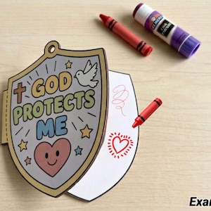 Shield of Faith Craft, Printable Bible Craft for Kids, Sunday School, Christian Kids Activity, Armor of God Coloring, Ephesians 6:16, VBS image 6