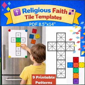 Magnetic Tile Templates | Printable Bible Pattern Block Mats | Bible Activities for Kids | Sunday School | Christian Tangram Puzzles | VBS