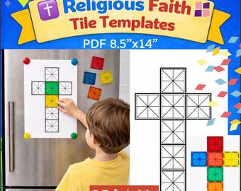 Magnetic Tile Templates | Printable Bible Pattern Block Mats | Bible Activities for Kids | Sunday School | Christian Tangram Puzzles | VBS