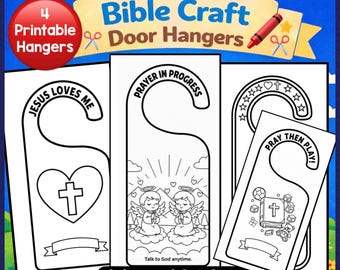 Kids Bible Craft Door Hangers | Christian Printable | Bible Activity for Kids | Jesus Loves Me | Sunday School | Kids Church Crafts | VBS