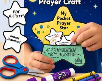 Pocket Prayer Craft, Printable Bible Craft for Kids, Sunday School Prayer, Christian Kids Church Activity, God Hears Me, Psalm 18:6, VBS