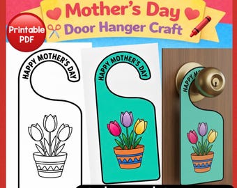 Mothers Day Door Hanger | Printable Mother’s Day Craft for Kids | Mother’s Day Door Sign | I Love You Mom Sign | Mothers Day Template, Decor