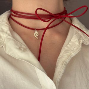 Dainty Leather Necklace for Women - Unique Silver Spiral Design Tiny Boho Necklace Dainty Leather Necklace Gift for Women