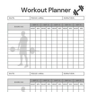 Workout Log Sheet | Printable Fitness Tracker | Gym Planner PDF | Exercise Journal | Digital Download