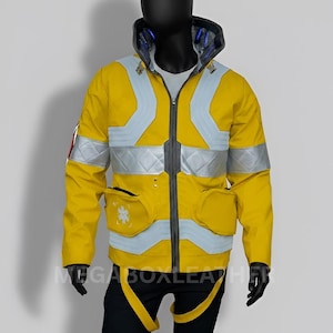 Cyberpunk Edgerunners 2077-cosplaykostuum heren handgemaakt kunstleer "patchborduurwerk" (LED-HALSBANDVERLICHTING)