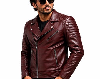 Mens Biker Jacket Handmade |  Motorcycle | Cosplay Outwear, Classic Asymmetrical Biker Style | Gift For Her, Streetwear