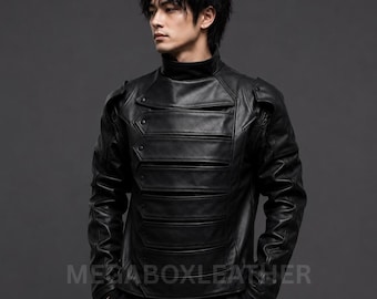Winter Soldier Bucky Barnes Leather Jacket  | Caption America Cosplay Civil War | Inspird Movie Jacket |  Outfit.