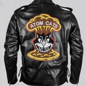 Atom Cats Leather Jacket Fallout 4 – Men’s Biker Motorcycle, Unisex Wasteland Cosplay Costume, Embroidered Gaming Jacket, Gift for Gamer