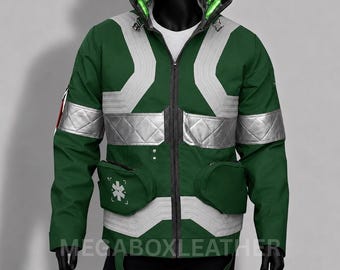 David Martinez Cyberpunk 2077 Green Faux Leather Jacket, LED Light Collar, Cosplay Anime, Gamer Outwear, Gift For Her.
