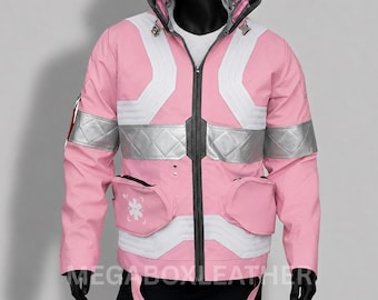 Cyberpunk David Martinez Inspired Pink Jacket, Edgerunners Cosplay Jacket, Anime Halloween Costume, Techwear Leather Coat