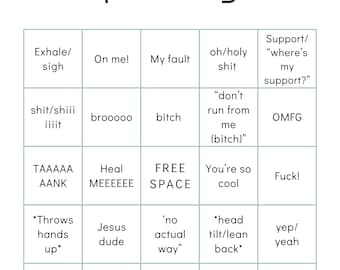 May include: Apex Bingo game board with various phrases and expressions, including "Oh my god/gosh" and "I'm dead." The game board features a group of characters and a white controller in the upper right corner.