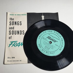 1960 &#39;The Songs of France&#39; 33 1/3rpm Vinyl Record