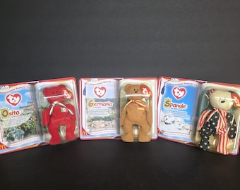 2000 McDonald's TY Teenie Beanie Babies 'International Bears II' Trio