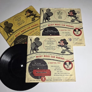 1950s Mickey Mouse Club Newsreel 78rpm Vinyl Records, Bundle of 4
