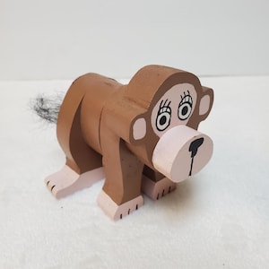 Handmade painted wood monkey