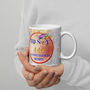 Taza  Numerologia Angelical 444 - Taza motivacional - Afirmaciones diarias - Taza de te espiritual- Taza frases