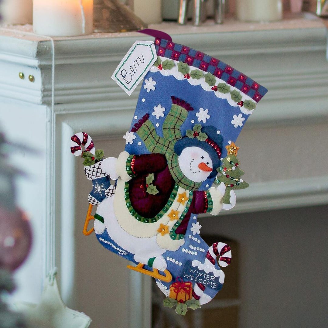 Skating Snowman - Bucilla Digital Stocking Pattern - Etsy