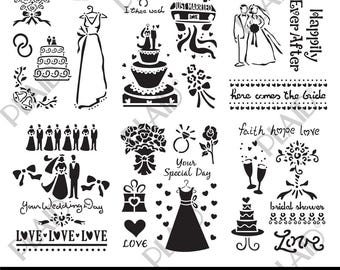 Wedding Digital Stencil Bundle