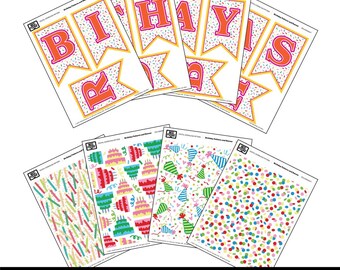 Geburtstag Muster & Banner - Mod Podge Digital Image Bundle