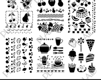 Fruit & Fun Food Items Digital Stencil Bundle