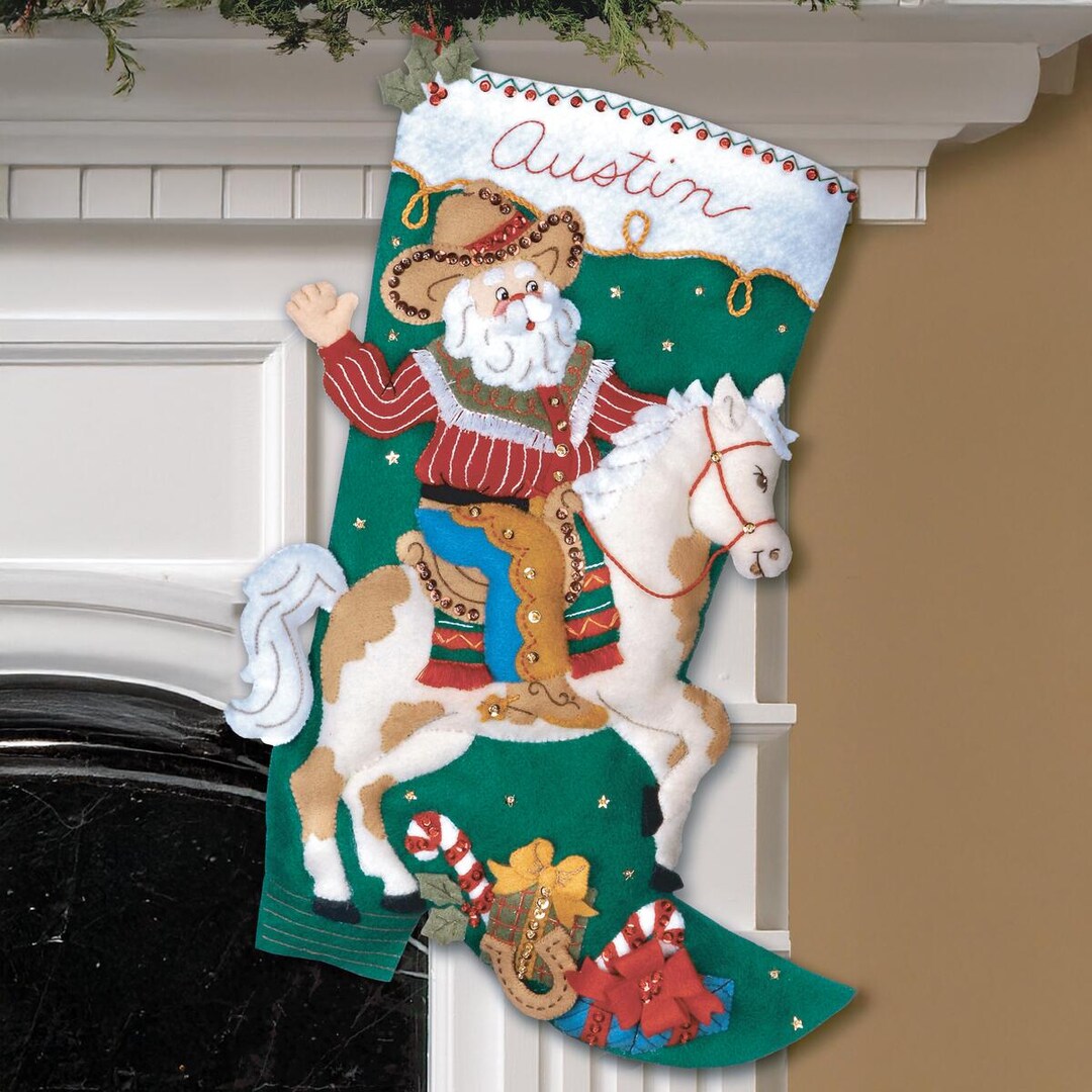 Western Santa - Bucilla Digital Stocking Pattern - Etsy