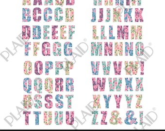 Fröhliches Blumenalphabet - Mod Podge Digital Image Bundle